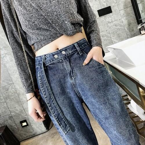 High Waist Jeans Pants Women 2019 Boyfriend Jeans For Women Harajuku Denim Harem Pants Ladies Wide Leg Blue Jeans Woman Pants