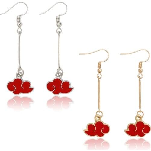 1pair Japanese Anime Cosplay Red Cloud Red Cloud Earring Metal Ninja Metal Unisex Drop Earring Trendy Dangler Jewelry Gifts