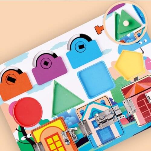 28EC Educational ToyLocks&Latches Activity Board Childrens Brain Game Kinderganten Lovely Dressing Educational Toy Wood Made