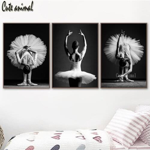 5D Diamond Painting Black and white elegant ballet dance girl Cross Stitch Diamond Embroidery full round drill Diamond Mosaic