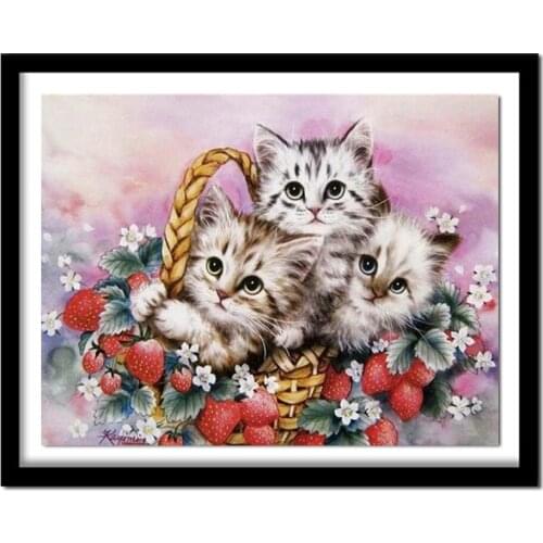 Full Drill Square Diamond 5D DIY Diamond Painting" Cat in the basket"Diamond Embroidery Cross Stitch Rhinestone Painting