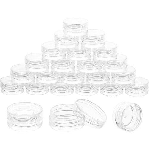 Wholesale 500pcs 5g Small Clear Round Bottle Jars with Lids Hard Plastic Pot Nail Art Storage For Powder Glitter F0003XX