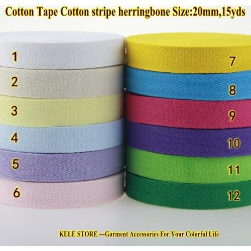 Free shipping-DIY 100% Cotton tape,size:2cm 15yds/lot,20mm,3/4" herringbone/ twill cotton tape/Cotton webbing/sewing tape