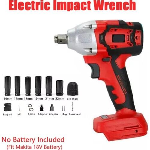 520N.m Cordless Electric Impact Wrench Brushless Electric Wrench Power Tool Rechargeable Wrench Hand Drill For Makita Battery