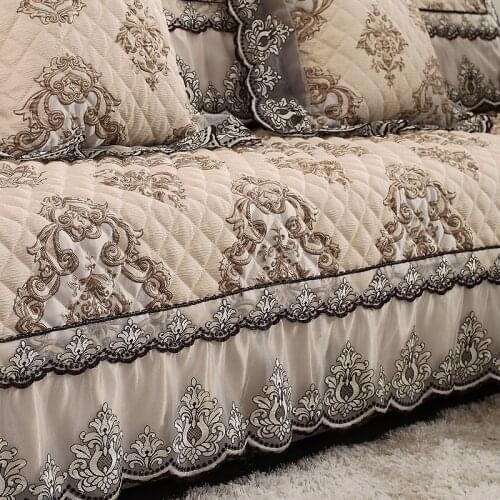 1 PCS European Style Sofa Seat Living Room Four Seasons Universal Combination Lace Fabric Non-slip Royal Sofa Sleeve Cover