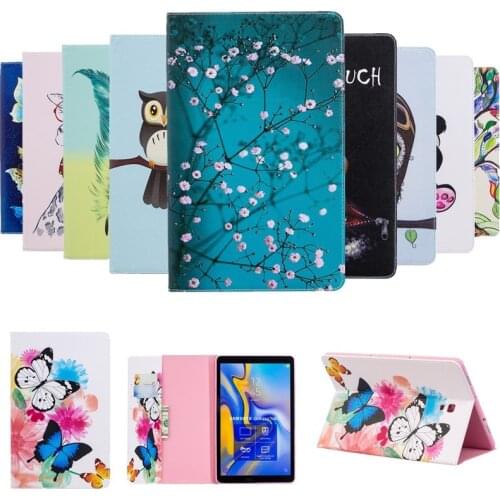 PU Leather painted Stand Case For Samsung Galaxy Tab A A2 2018 10.5 inch T590 T595 T597 SM-T590 SM-T595 Cover Funda Tablet Shell