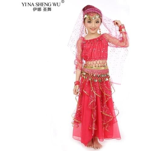 Children Girl Belly Dance Costumes Kids Bellydance Girls Bollywood Indian Performance Cloth Set Handmade Belly India Clothes New