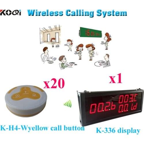 Guest Paging System Excellent Restaurant Equipment Vibrating Wireless System Call Service ( 1pcs display+ 20pcs call button)