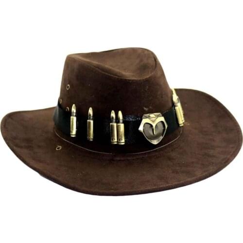 Hot Game OW Mccree Cowboy Hat Cosplay Adult Men Brown Halloween Cosplay Cap