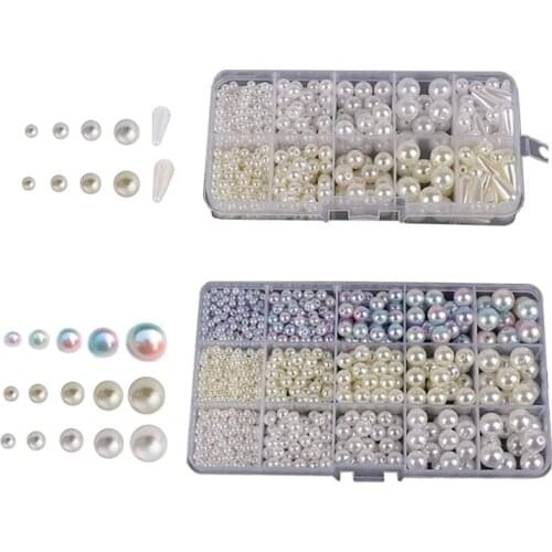 Imitation Pearls Beads with Holes White Plastic Loose Teardrop Spacer Beads Kit