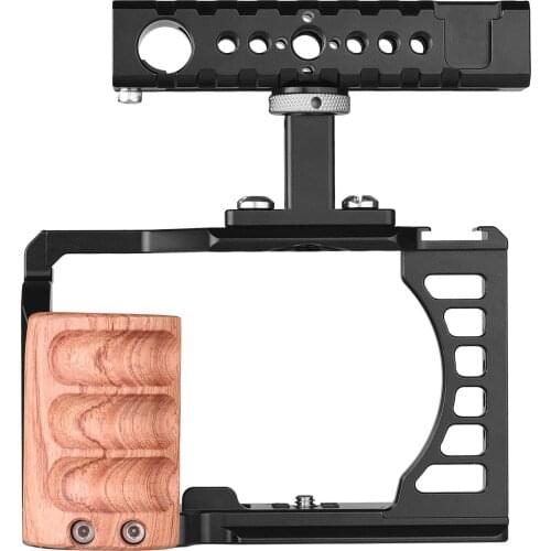 Camera Video Cage + Top Handle Kit Aluminum Alloy with Cold Shoe Mounts Replacement for Sony A7C Mirrorless Camera