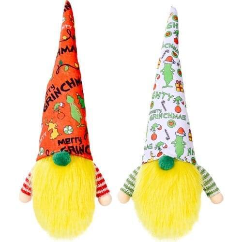 Faceless Doll Green Hair Monster Doll Ornaments Plush Holiday Gift Gnome Safe NEW Christmas Decorations