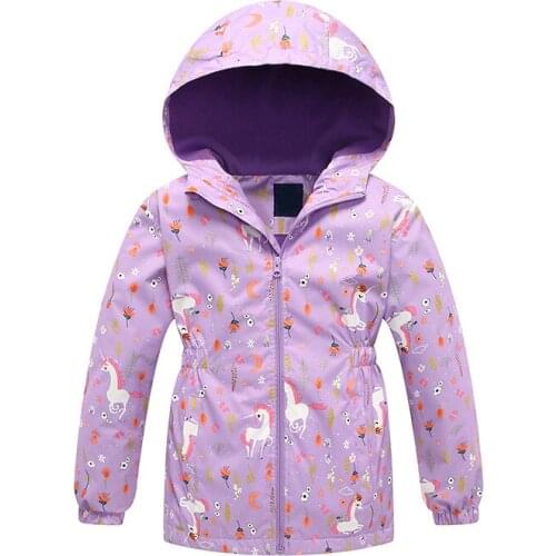 Girls Jackets 2021 Fashion Childrens Cartoon Printed Windbreaker For Girls Autumn Winter Warm Coat Kids Waterproof Clothes