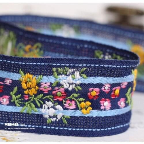 Zakka handmade accessories DIY lace ribbon polyester woven Jacquard Ribbon with Ethnic Embroidery Ribbon 3.5cm 22yards/lot