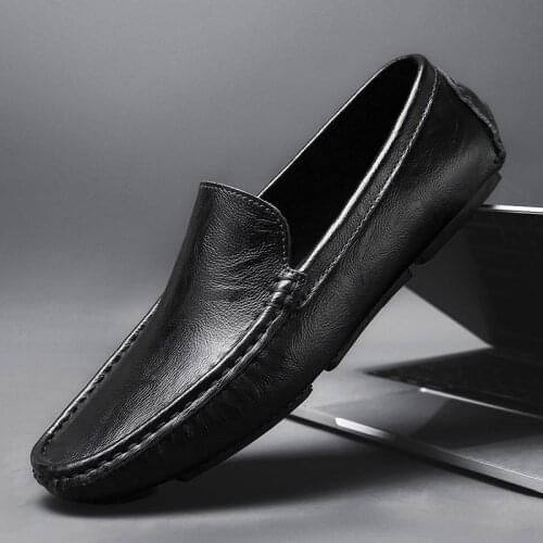 2021 Summer Autumn Fashion Boat Shoes Genuine Leather Casual Comfortable Loafers Breathable Slip on Driving Loafers men