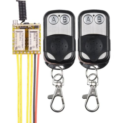 Mini 2CH Relay Remote Switch DC4V 4.2V 5V 6V 7.4V 8.4V 9V 12V Output 0V Dry Contact Relay Switching Value NO COM NC With 2pcs TX