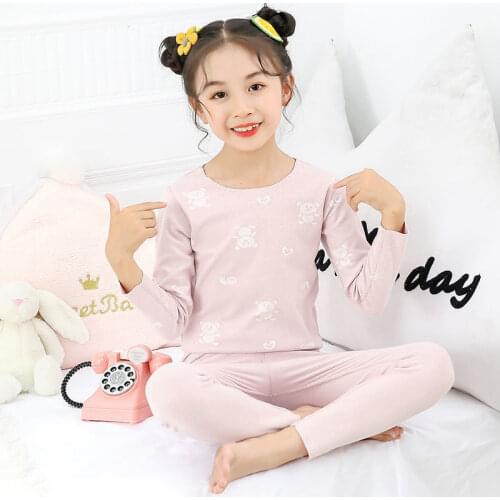 Baby Girls Clothes Teenage Boys Thermal Underwear Sets Children Long Sleeve Velvet Autumn Pajamas for Teens Seamless Pyjamas
