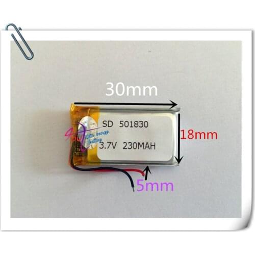 Wholesale 10 pcs 3.7V 230mAh 501830 Lithium Polymer Li-Po Rechargeable Battery For Mp3 MP4 MP5 GPS PSP Pocket E-books bluetooth