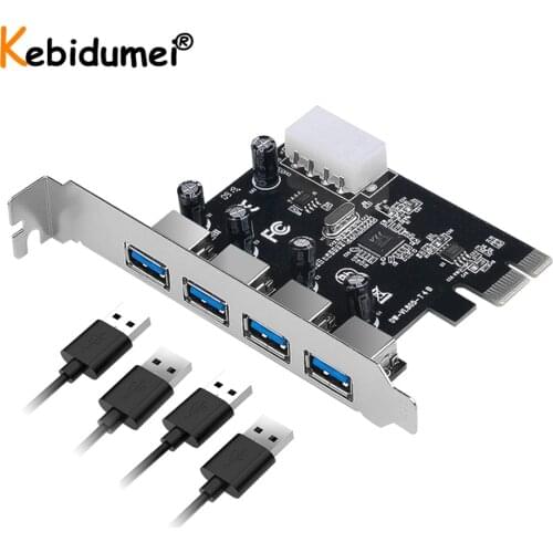 Kebidumei Professional 4 Port PCI-E To USB 3.0 HUB PCI Express Expansion Card Adapter 5 Gbps Speed For Desktop