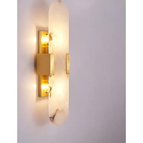 Postmodern copper wall lamp natural marble living room TV background wall bedroom aisle modern minimalist atmospheric wall lamp