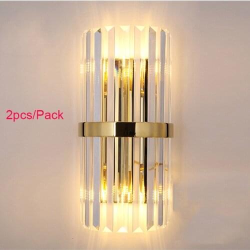 Luxury crystal gold wall sconce bedside wall lamp living room bedroom DIY wall light 2pcs/pack CE ROHS SAA UL G4 bulb included