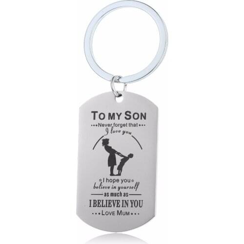 Family Jewelry Gifts Mom Mum Love To Son Keychain Stainless Steel Keyring Hope You Believe In Yourself Inspirational Key Chains