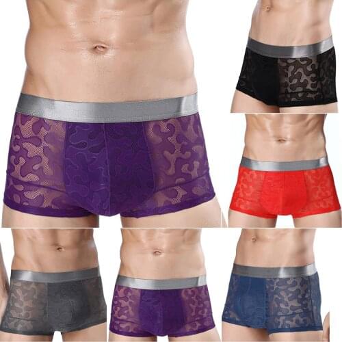 Shorts Underwear For Men Cotton Underpants Mens Panties ice silk pattern flat angle perspective sexy boxer briefs Boxershorts