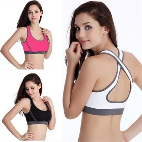 Registered Free Shipping Woman Fitness Running Yoga Racerback Sexy Sports Bra Padded Underwear Tennis Vest 3 colour A076