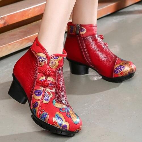 2020 High Heels Ankle Boots For Women Autumn Winter Genuine Leather Womens Boots Retro Handmade Comforable Shoes