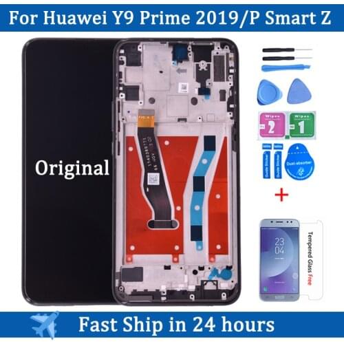 Original For Huawei Y9 Prime 2019 LCD Display 6.59 inch Touch Screen 10 touch Digitizer Assembly Frame For Huawei P Smart Z lcd