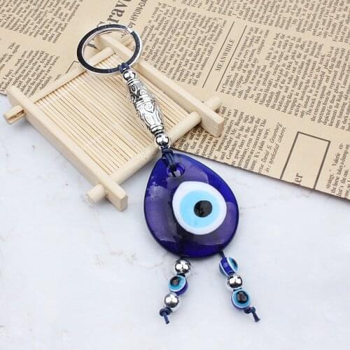 Evil eye braided tassel keyring colorful string eyes keychains for women and men