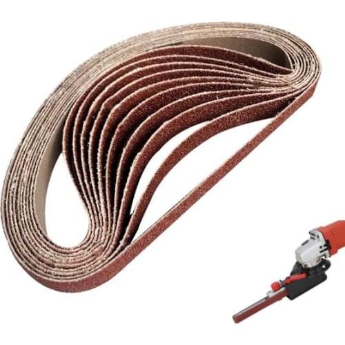 10pcs 60 to 600 Grit 15mm x 452mm Sanding Belts for Angle Grinder Sanding Belt Adapter