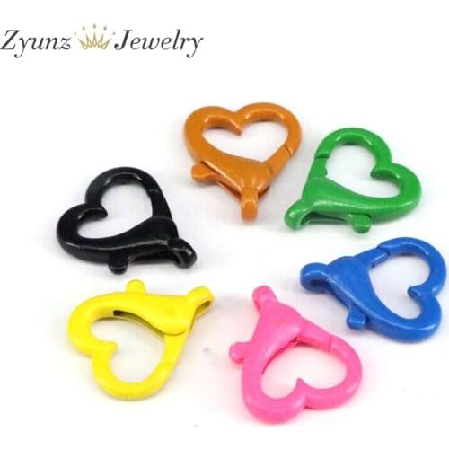 10PCS, Enamel Heart Shape Lobster Clasp Connector Hook Accessories For DIY Jewelry Making Necklace Bracelet Chain Findings