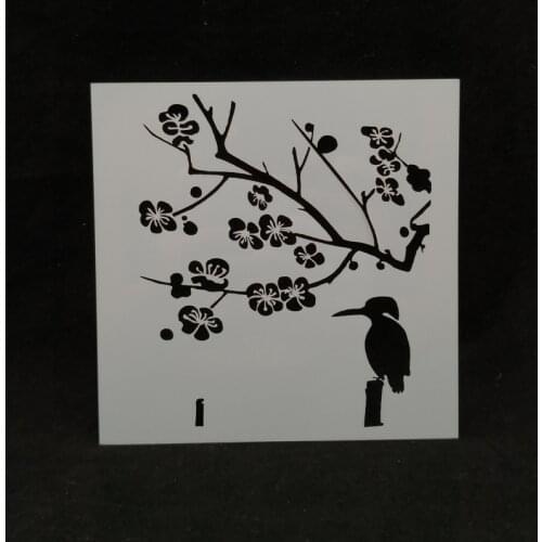 13*13 Blum blossom bird pvc Layering Stencils for DIY Scrapbooking/photo album Decorative Embossing DIY Paper Cards Crafts