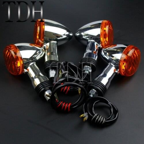 4PCS Motorcycle Chrome Front Rear Turn Signal Light Amber Indicator Blinker Flasher For SUZUKI Boulevard M109R VRZ1800 2006-2015