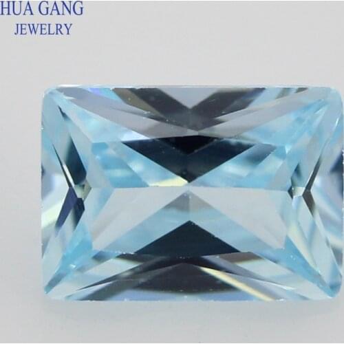 5A Light Sea Blue Rectangle Shape Cut CZ Stone Synthetic Gems Cubic Zirconia For Jewelry Size 2x4~10x14mm Free Shipping