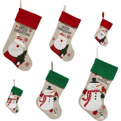 6Pcs Christmas Stocking Santa Claus Candy Gift Bag Xmas Tree Hanging Decor for Holiday Party Home Decoration