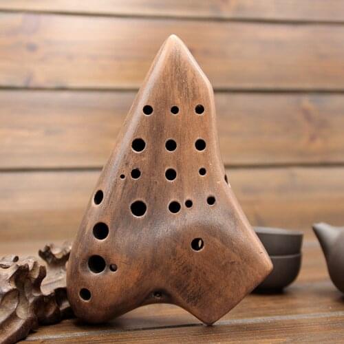 Alto C 16 Holes Ocarina Three Tubes Smoked Burn AC Tone Plant Paint Flute With Bag/Lanyard
