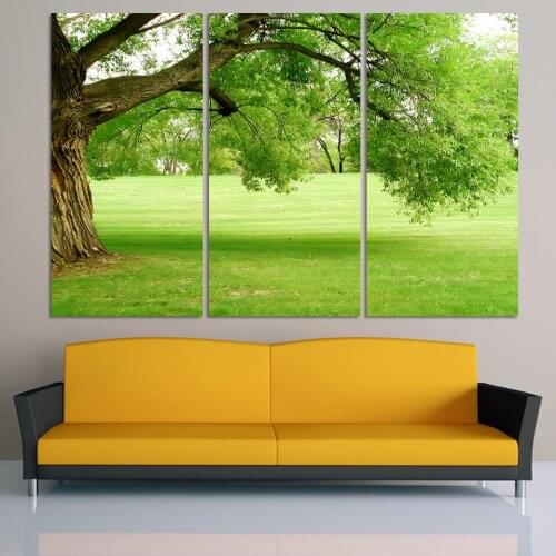Free shipping 3 Panel Green tree Painting Canvas Wall Art Picture Home Decoration Living Room Canvas Print Modern Painting