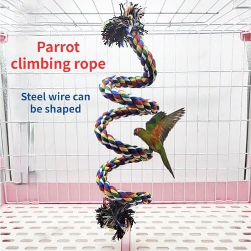 Large small parrot bird Hamster supplies gnawing toys parrot toys colorful cotton rope climbing station stick bird cage parts
