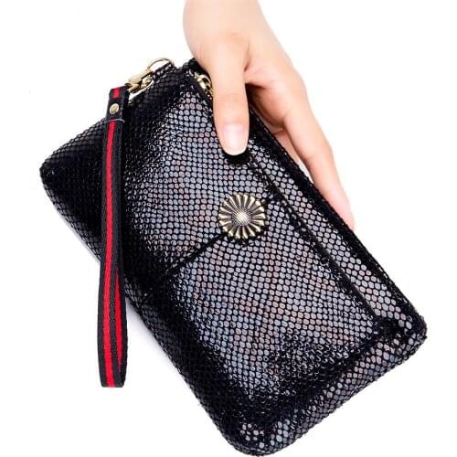 Brand Bag Women Designer Stylish Serpentine Handbag for Ladies Genuine Leather Day Clutches Zipper Large Capacity Phone Purse