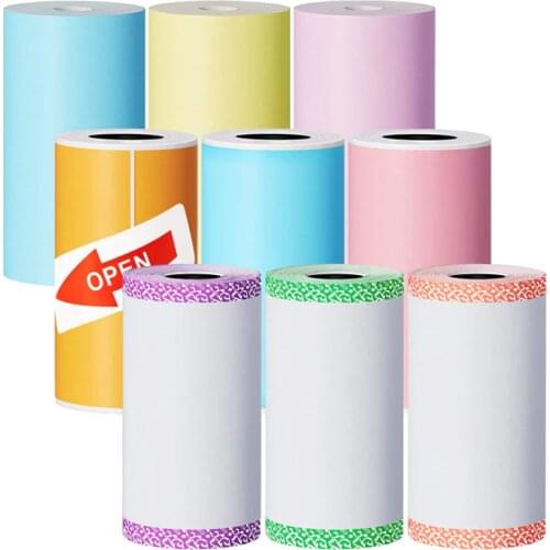 9pcs Thermal Printer Paper Colorful Mini Printing Paper Roll and Self-Adhesive Printable Sticker Compatible with P1 Mini Printer