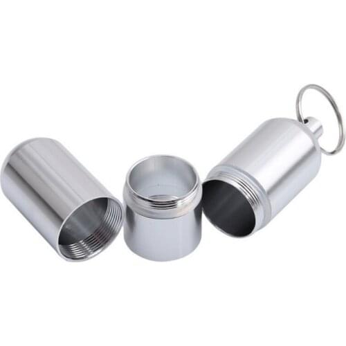 Cigarete Case Pill Toothpick Capsule Holder With Keychain Mens Gift Silver Aluminum Alloy Cigarette Box Waterproof