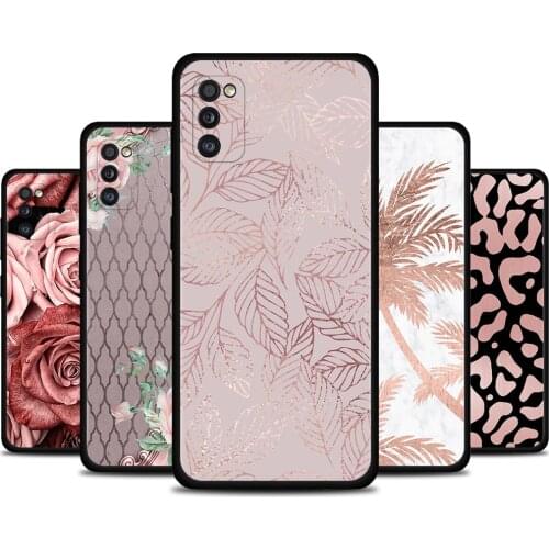 Smartphone Case for Samsung Galaxy A21s A21 A12 A11 A02s A02 A01 Cover Silicone Shell Soft Capa Pink Rose Bling Picture
