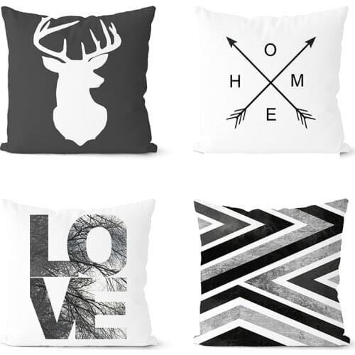 Black and White Cushion Cover Polyester Geometry Pillow Cover Decorative Pillows Home Decoration Throw Pillowcase