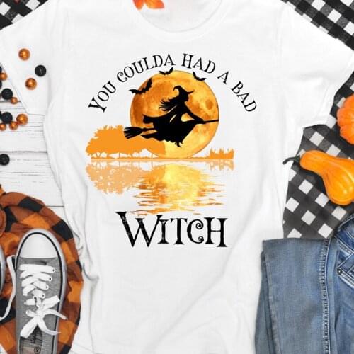 Colored You Coulda Had A Bad Witch T-shirt Vintage Halloween Party Tshirt Aesthetic Magic Witchy Woman Graphic Tee Shirt Top