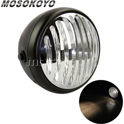 H4 Motorcycle Grill Headlight Motorbike Retro Headlights For Harley Cafe Racer Chopper Scooter Vintage Front Light Round Lamp