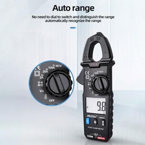 MESTEK Clamp Meter Automatic Ranges LCD with Backlight 100A 600V NCV Portable Clamp Meter Direct Current AC Current Voltage