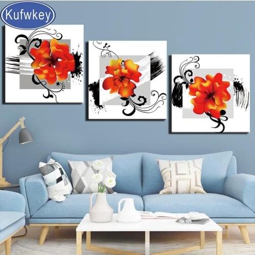 Still Life Modern Decoration Triptych Painting Diamond Painting 3 piece Lily Flower diamond embroidery Sale Full Square drill