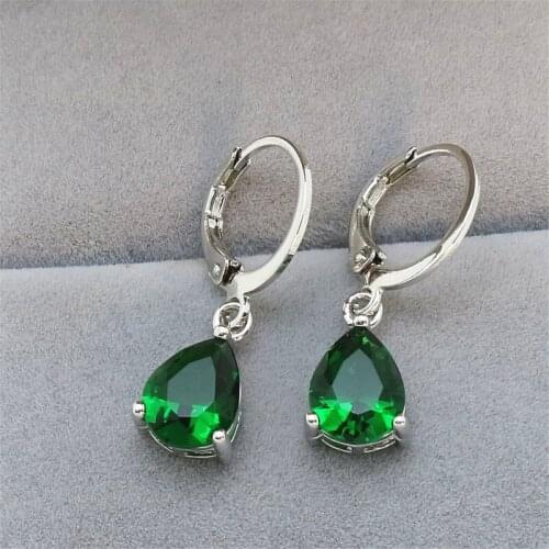 Classic Fashion Womens Silver Color Drop-shaped Multicolor Zircon Earrings Simple Earrings Casual Party Prom Girl Earrings